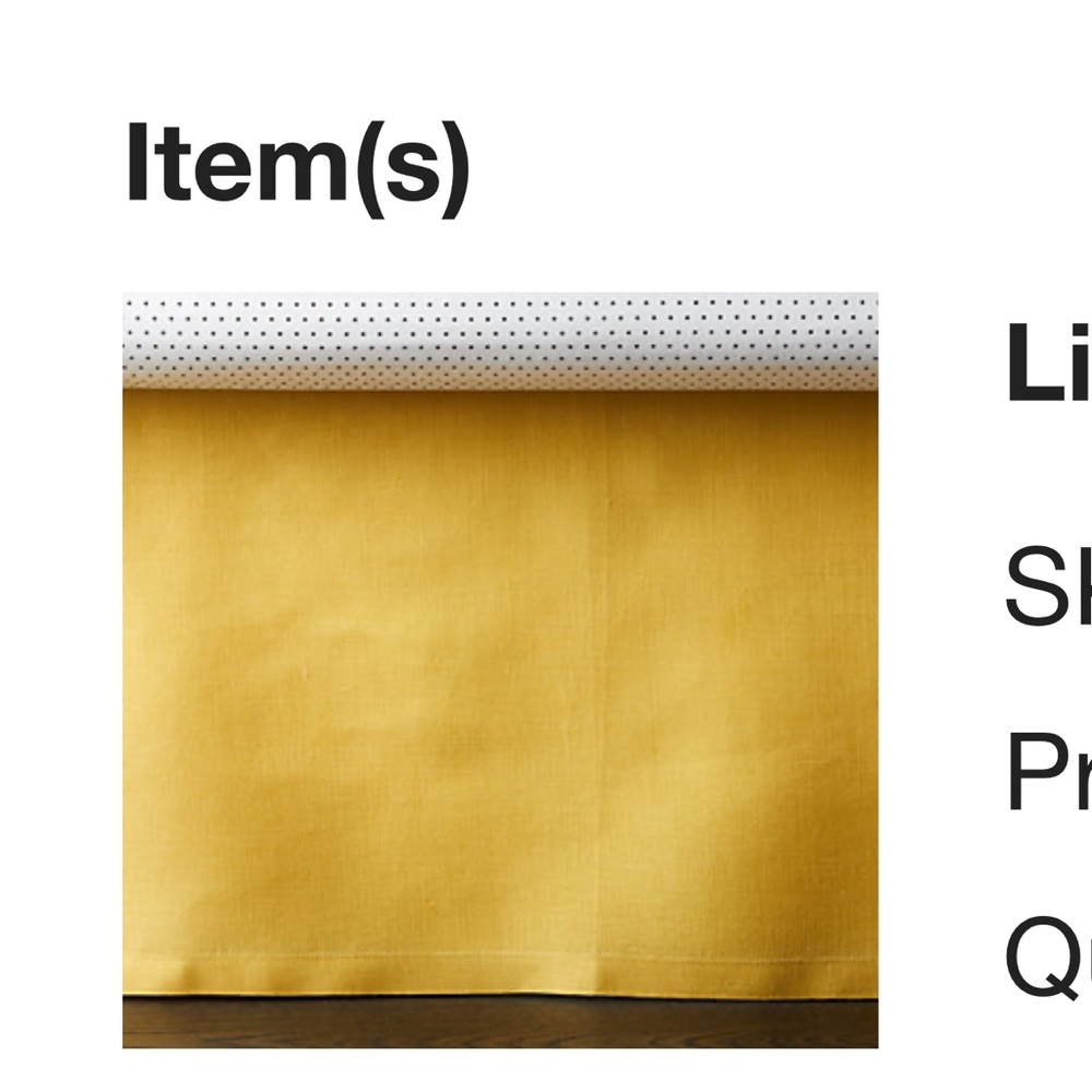 Crate & Barrel Linen Dark Yellow Baby Crib Skirt